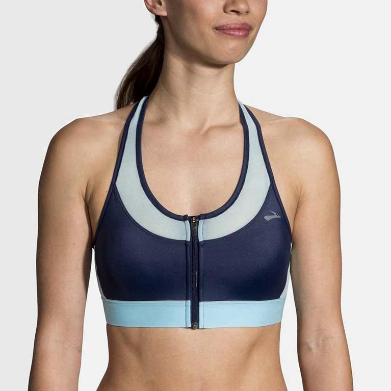 Brooks Fastforward Zip Womens Running Bra Ireland Blue (DGKP-53091)